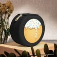 thumbnail image 6 of Fuzoiu White Ice Cream Print Portable Jewelry Box,Round Mini Leather Travel Jewelry Case,Small Travel Jewelry Organizer,Jewelry Holder for Ring Necklace Earring for Women Girls-Black, 6 of 7