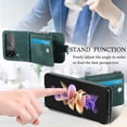 thumbnail image 5 of Dteck Galaxy Z Flip 4 Wallet Case with Card Holder【2 in 1 Detachable】【Zipper Wallet】, Slim Fit Retro PU Leather Protective Flip Phone Cover for Samsung Galaxy Z Flip 4 5G 2022, Green, 5 of 12