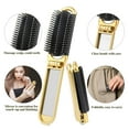 thumbnail image 5 of OPALESQUE Travel Hair Brush, 2 Pcs Folding Hair Brush with Mini Mirror, Compact Hair Brushes Hair Styling Tools for Gym, Trip, Purse, Swimming, Silver & Gold, 5 of 7