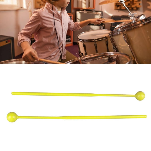 2PCS Baguettes en Plastique Ensemble Tambour d'Exercice Bâtons avec Tête de Balle Conception Instrument de Musique Percussion Accessoires
