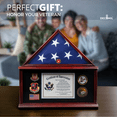 thumbnail image 5 of DECOMIL - Large Military Shadow Box Frame Memorial Burial Funeral Flag Display Case for 5x9 Flag, Solid Wood (Mahogany) (Marine), 5 of 5