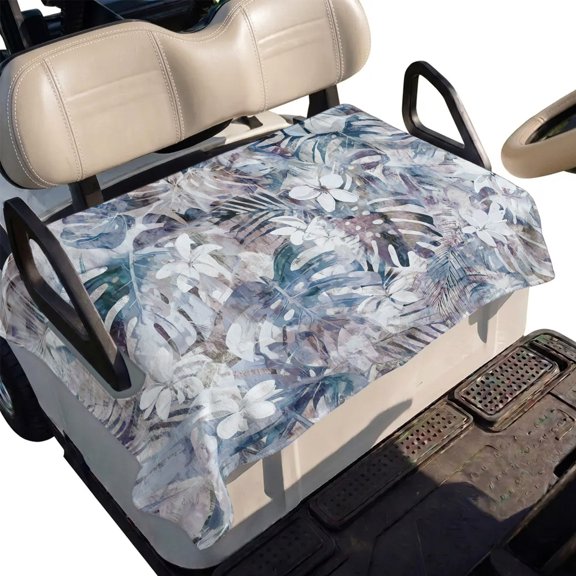 Golf Cart Seat Cover Blue Palm Leaves Club Car Golf Cart Seat Covers Soft Absorbent Golfcart Towel Blanket Spring Flower Golf Seat Covers for Cart Decor Fits 2 & 4 Passenger 51"x31"