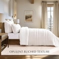 thumbnail image 3 of EVERGRACE Luxury Ruched Velvet Quilt King Size, Ultra Soft Bedspread Coverlet Set, Lightweight Velvet Comforter, Quilted Bedding Cover with 2 Matching Shams for All Season, Ivory White, 3 of 7