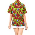 thumbnail image 3 of LA LEELA Women's Button Down Blouses Summer Beach Party Blouses Shirt Tropical Blouse Short Sleeve Button up Shirts Hawaiian Dresses for Women S Parrot Palm, Red, 3 of 4