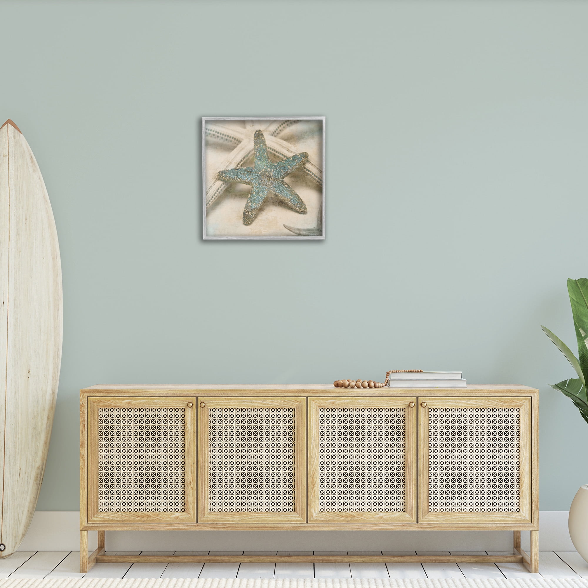 Stupell Industries Distressed Texture Starfish Nature Photography Gray Framed Art Print Wall Art, 24 x 24