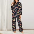 thumbnail image 2 of Yiaed Flower Print Pajamas Women's Long Sleeve Sleepwear Soft Button Down Loungewear Pjs Lounge Set Nightwear Womens Pajama Pants-Small, 2 of 7