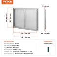 thumbnail image 3 of VEVOR BBQ Access Door, 36W x 24H Inch Double Outdoor Kitchen Door, Stainless Steel Flush Mount Door, Wall Vertical Door with Recessed Handles , for BBQ Island, Grilling Station, Outside Cabinet, 3 of 9