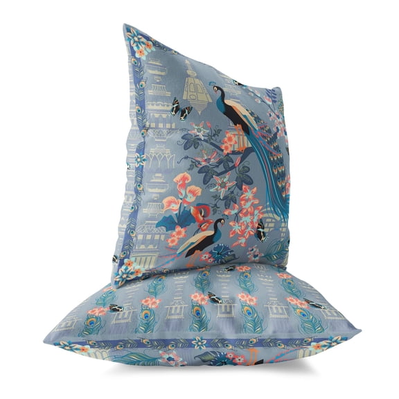 Peacock Paradise Throw Pillow in Blue 16x16