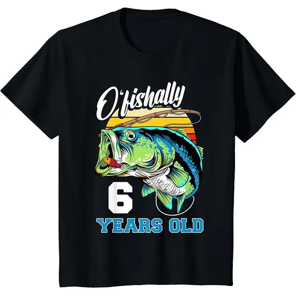Ofishally 6 Years Old Fisherman 6th Birthday Fishing T-Shirt