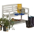 thumbnail image 2 of White Finish Solid Wood Slat Bench with High Back and Shelf, 2 of 3