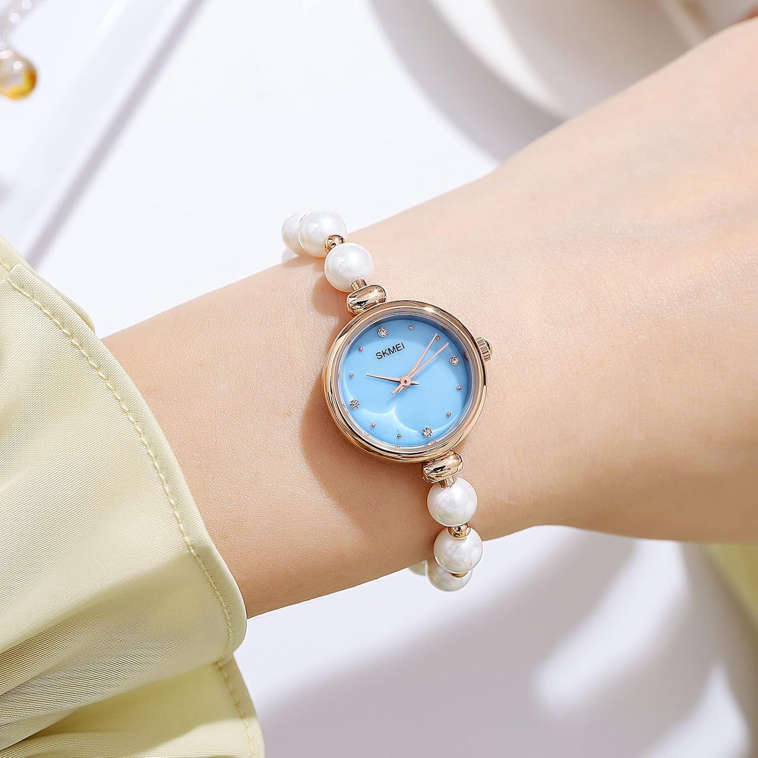 Watches Women Analog Quartz Watch Mosaic with Diamonds Bracelet Dress Watch for Female Waterproof Wristwatch with Rose Gold Bracelet