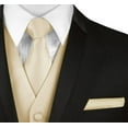 thumbnail image 3 of BEST TUXEDO Men's Formal, Prom, Wedding, Homecoming, Tuxedo Vest, Tie & Hankie Set in Champagne Solid Satin - 3XL, 3 of 3