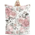thumbnail image 6 of Watercolor Floral Blanket, Super Soft Pink Flowers and Leaves Throw Blanket 40"x50" Blanket for Bed Couch Chair Fall Winter Camping Living Room Office Gift, 6 of 6