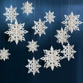 thumbnail image 5 of KAQ Winter Christmas Hanging Snowflake Decorations, 12PCS 3D Glittery Large White Snowflake for Christmas Winter Wonderland Holiday New Year Party Home Decorations, 5 of 10