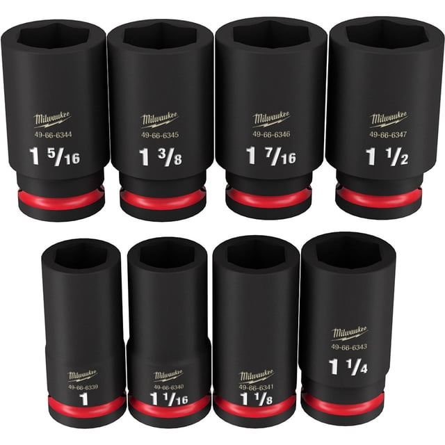 Milwaukee 49-66-7018 8pc SHOCKWAVE Impact Duty 3/4" Drive SAE Deep 6 Point Socket Set