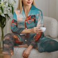 thumbnail image 6 of Pajama Sets for Women 2 Pcs, Swimming Goggled Flamingo Button Down Long Sleeve Sleepwear Lounge PJ Sets, 6 of 6
