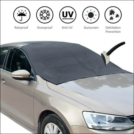 Magnetic Outdoor Car - Car Windshield Snow Cover with Free Shovel,iClover Sun Shade Protector Ice Frost Rain Resistant with Magnetic Edges and Storage Bag Outdoors Car Cover Fits Most Car,SUV,Van(84''x 50'')