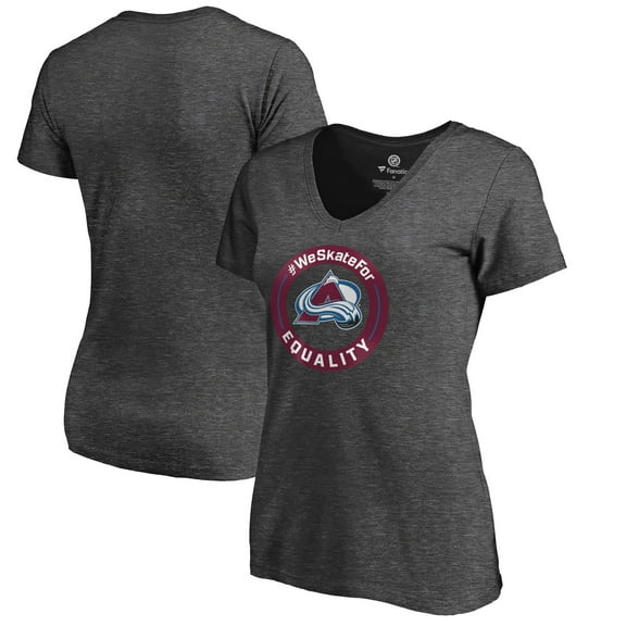 Women's Heather Gray Colorado Avalanche #WeSkateFor V-Neck T-Shirt
