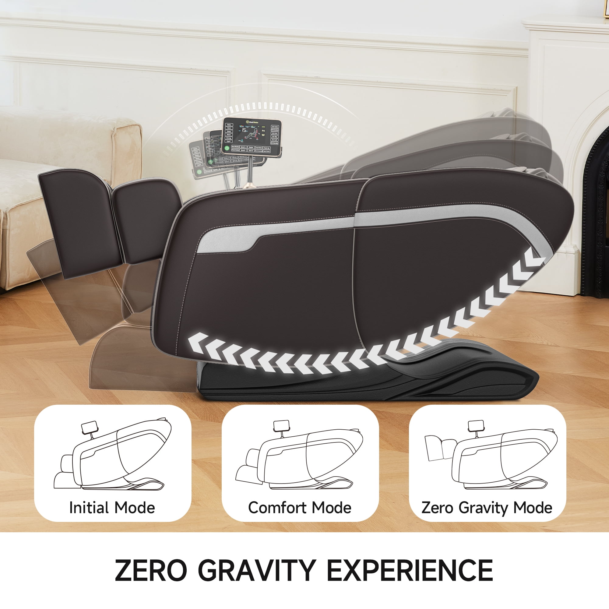 ZENART Massage Chair, Full Body Zero Gravity Massage Chair Recliner with Foot Massager, Brown