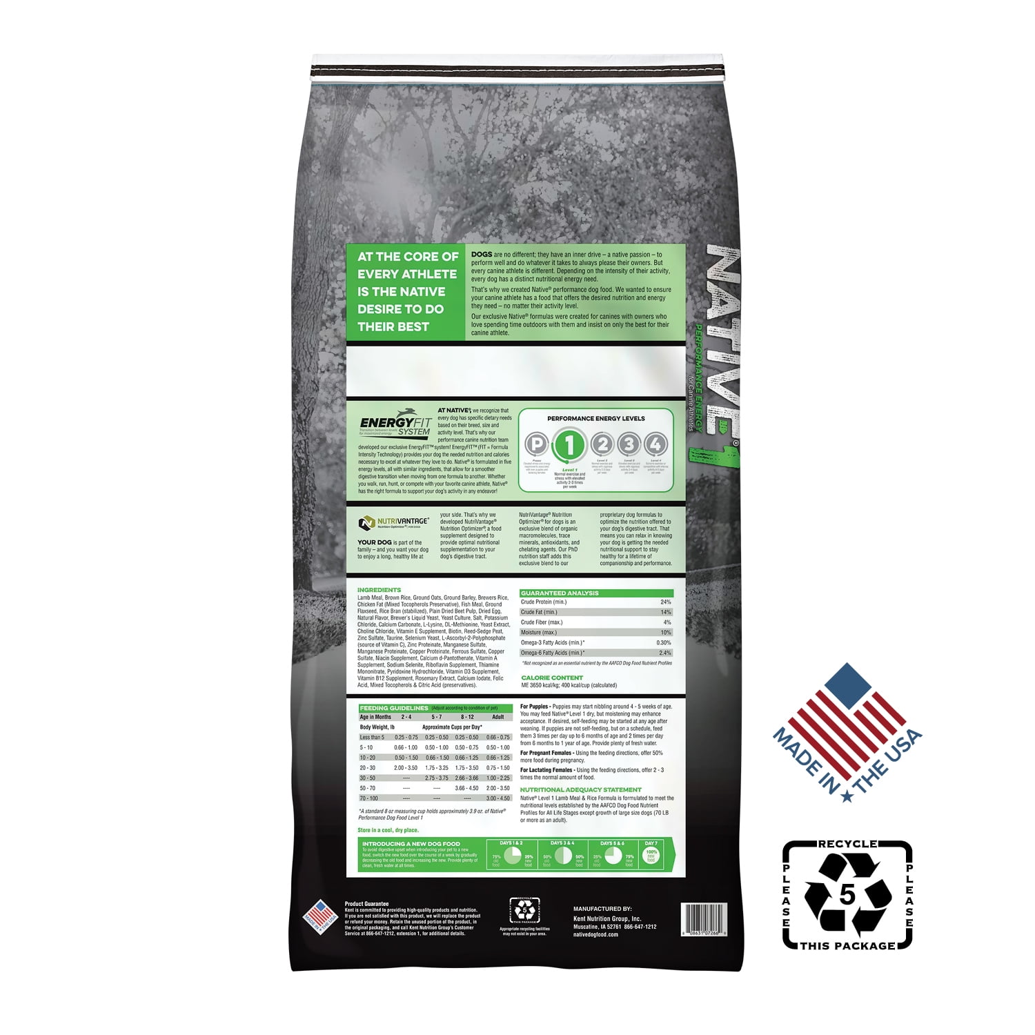 Native Level 1 Adult Dry Dog Food 40lb Multi-Colored