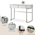 thumbnail image 3 of 39" Mirrored Dressing Desk With Stainless Steel Base, 2 Skillfully Arranged Drawers, Versatile For Bedroom And Office, Silver, Stylish Grace Large Construction, 3 of 5