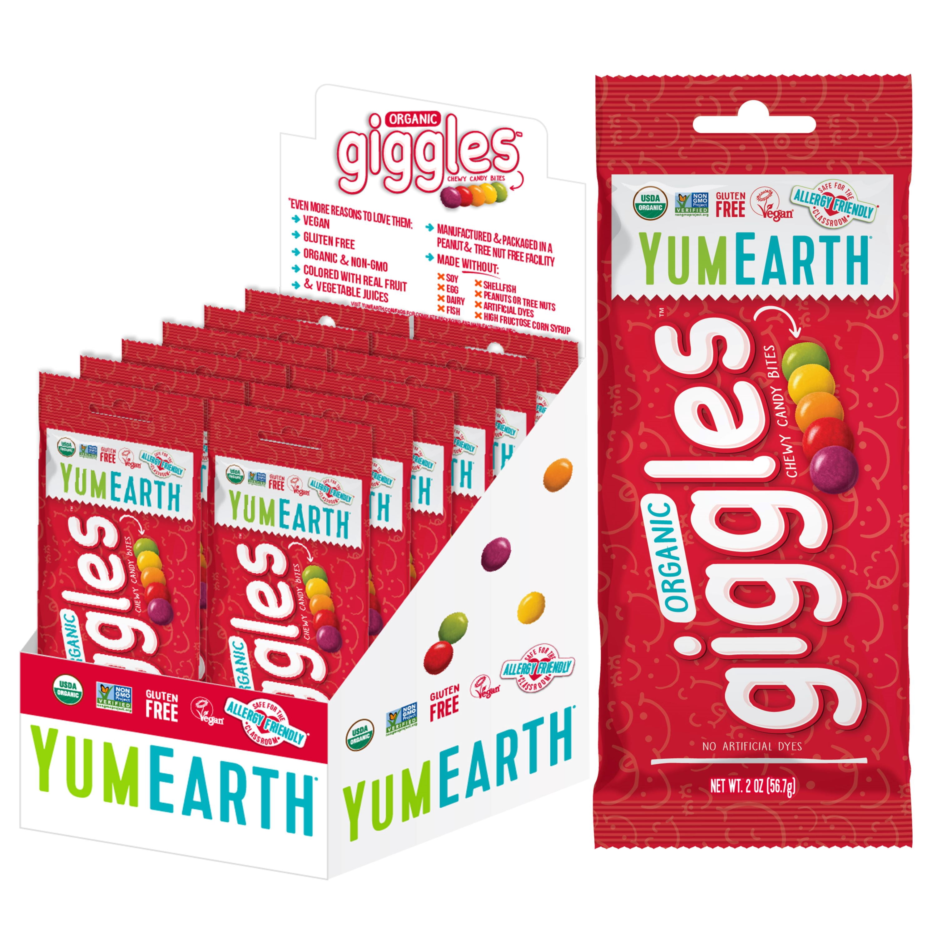 (4 pack) YumEarth Organic, Gluten-Free Fruit Flavor Giggles, 2 oz Bag