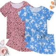 thumbnail image 2 of Ensemble de Pyjama 2 Pcs pour Femmes Manches Courtes Vêtements de Nuit Doux Col Rond Ensemble de Shorts Imprimés avec Poches P-TTG, 2 of 5