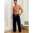 thumbnail image 4 of U2SKIIN 2 Pack Mens Plush Warm Pajama Pants, Fluffy Soft Fleece Sleep Pant with Pockets Lounge Pj Bottoms for Men (Navy+Light Grey, 2XL), 4 of 5
