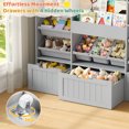 thumbnail image 6 of Hiphuta 56”W Kids Toy Storage Organizer with Bookshelf, 3 Removable Drawers & 7 Toy Boxes, Large Wood Toy Organizer for Playroom, Bedroom & Living Room, Gray, 6 of 8