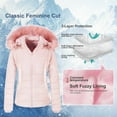 thumbnail image 4 of Chrisuno Ladies Casual Fashion Velvet Winter Coats Puffy Jacket Big Hood Coat S Pink, 4 of 5