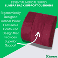 thumbnail image 3 of Essential Medical Supply Molded Lumbar Cushion with Elastic Positioning Strap - Perfect for Office or Car Chairs, Provides Lower Back Support and Comfort in Burgundy, 3 of 5