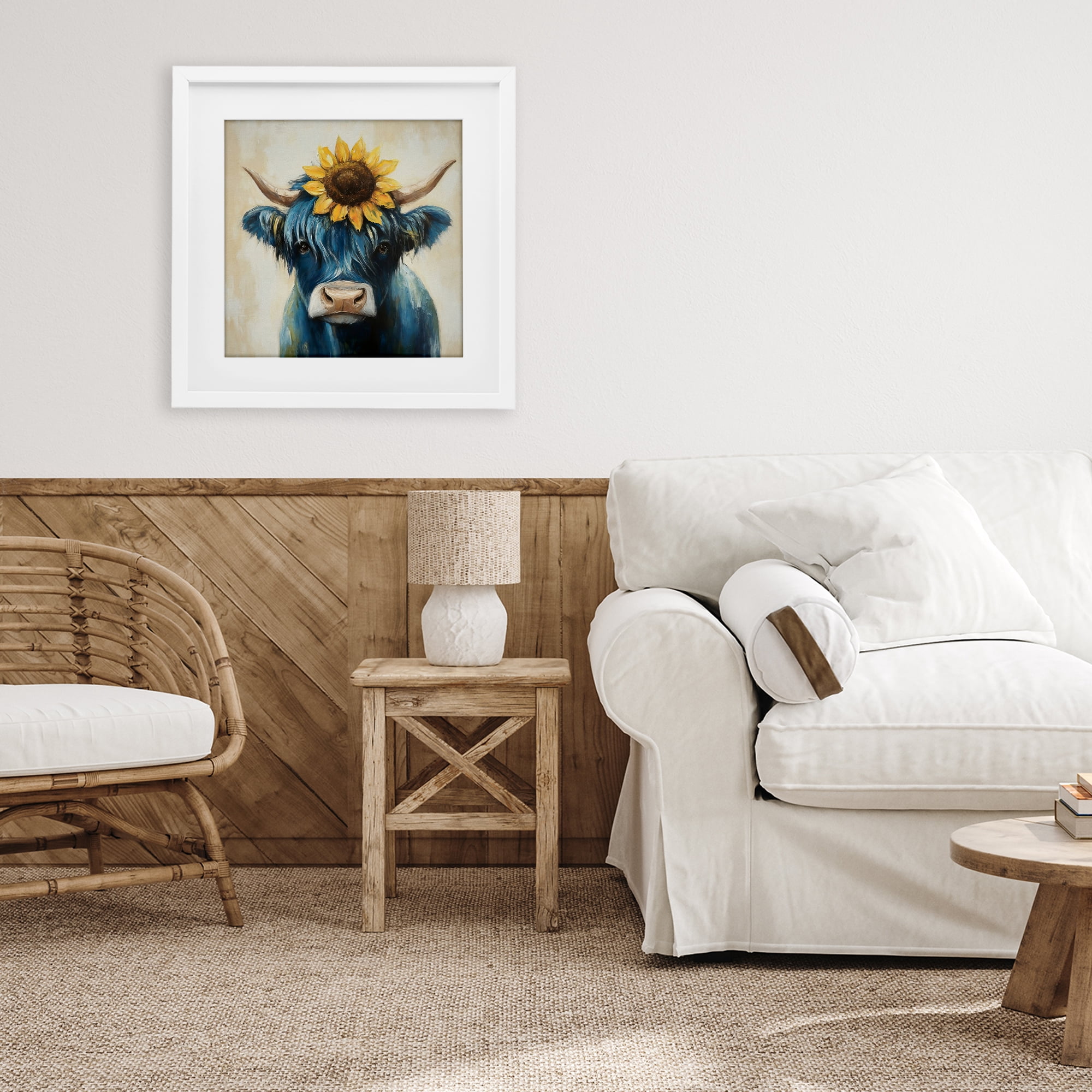 Stupell Industries Pastoral Sunflower Highland White Framed Print Under Glass, design by Tina LeCour