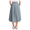 thumbnail image 2 of inlzdz Kids Girls Chiffon Pleated Elastic High Waist A-Line Flowy Swing Maxi Long Skirt Casual Wear Gray 130, 2 of 5