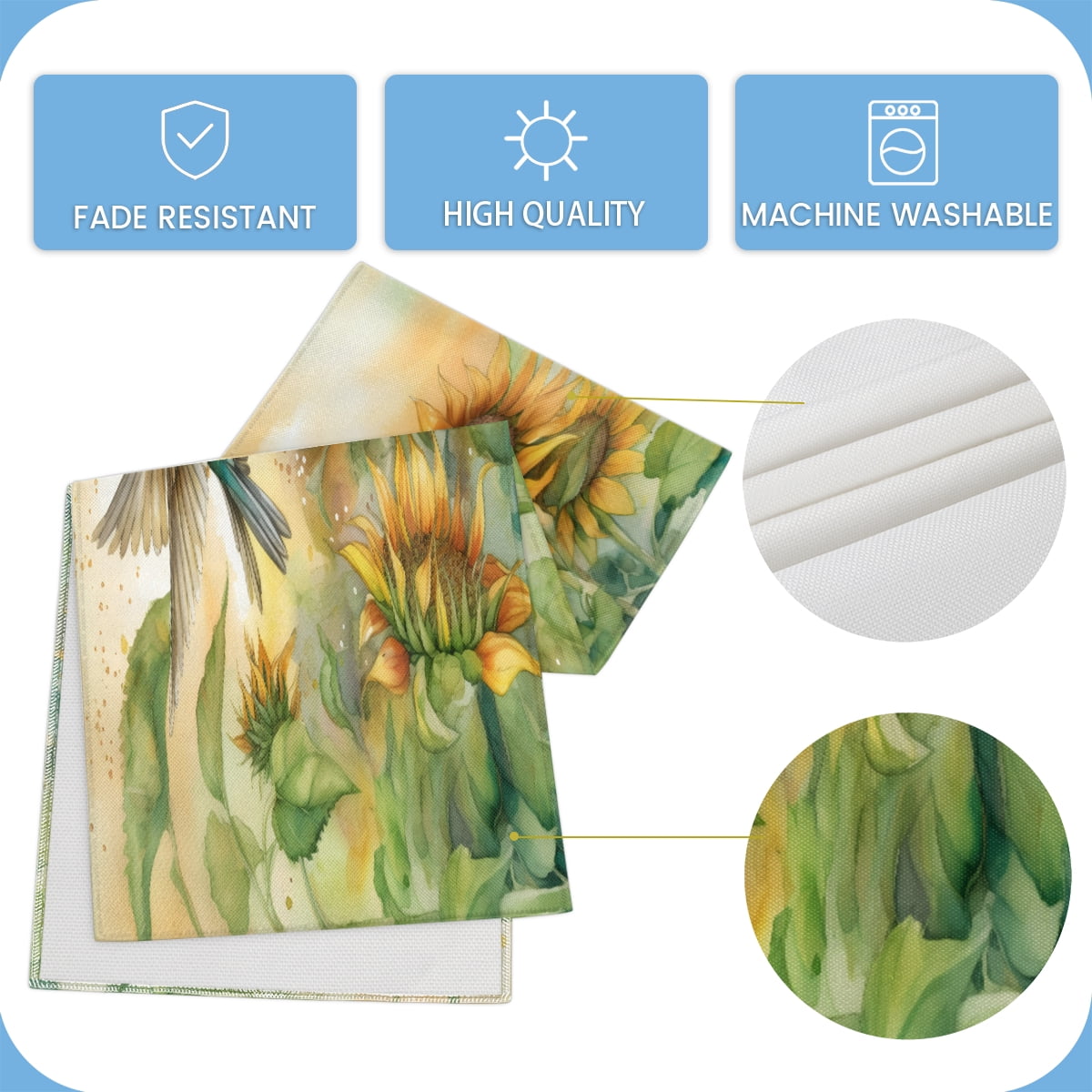 Qzaxky table runner Hummingbirds Print 13 x 48 Inch, Spring Summer Table Runner Green Floral Table Runner Decoration for Indoor Outdoor Home Dinner Party Wedding Decor
