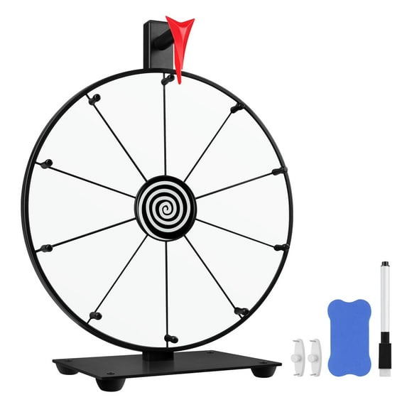 Pionites 12 Inch 10 Slots Prize Wheel Tabletop or Wall Mount Fortune Spin with Dry Erase Marker and Eraser for Engaging Home Parties, Trade Show, Carnival Events (12'' White)