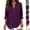 09# Purple, variant on Womens Henley Tops Rolled Up Sleeve Shirts Button Up V Neck Pullover Cotton Curved Hem Shirt with Fake Flap Pocket Black M