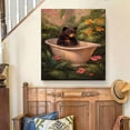 thumbnail image 6 of FLASHLUMI 8x12 Inch Vintage Black Bear Cub in Bathtub Oil Painting Canvas Wall Art, Cute Whimsical Wildlife Home Decor for Living Room Bedroom, 6 of 10