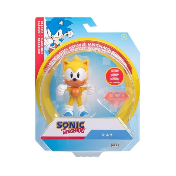 Sonic 4 Inch Figure - Classic Ray with Red Chaos Emerald