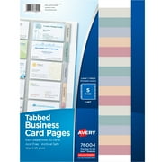 Avery�� Business Card Pages, Tabbed, Three-Hole Punched, 100 Cards Slots (76004)