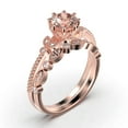 thumbnail image 3 of Beautiful 1.75 Carat Round Cut Morganite And Diamond Moissanite Floral Engagement Ring, Antique Wedding Ring, One Matching Band in 10k Solid Rose Gold, Gift For Her In Festival Time, Promise Ring, 3 of 3