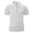 thumbnail image 2 of WREESH Men's Casual Solid Button Short Sleeve Collar Pullover T-Shirt Top Men's Ribbed Four Button Shirt Top White, 2 of 9