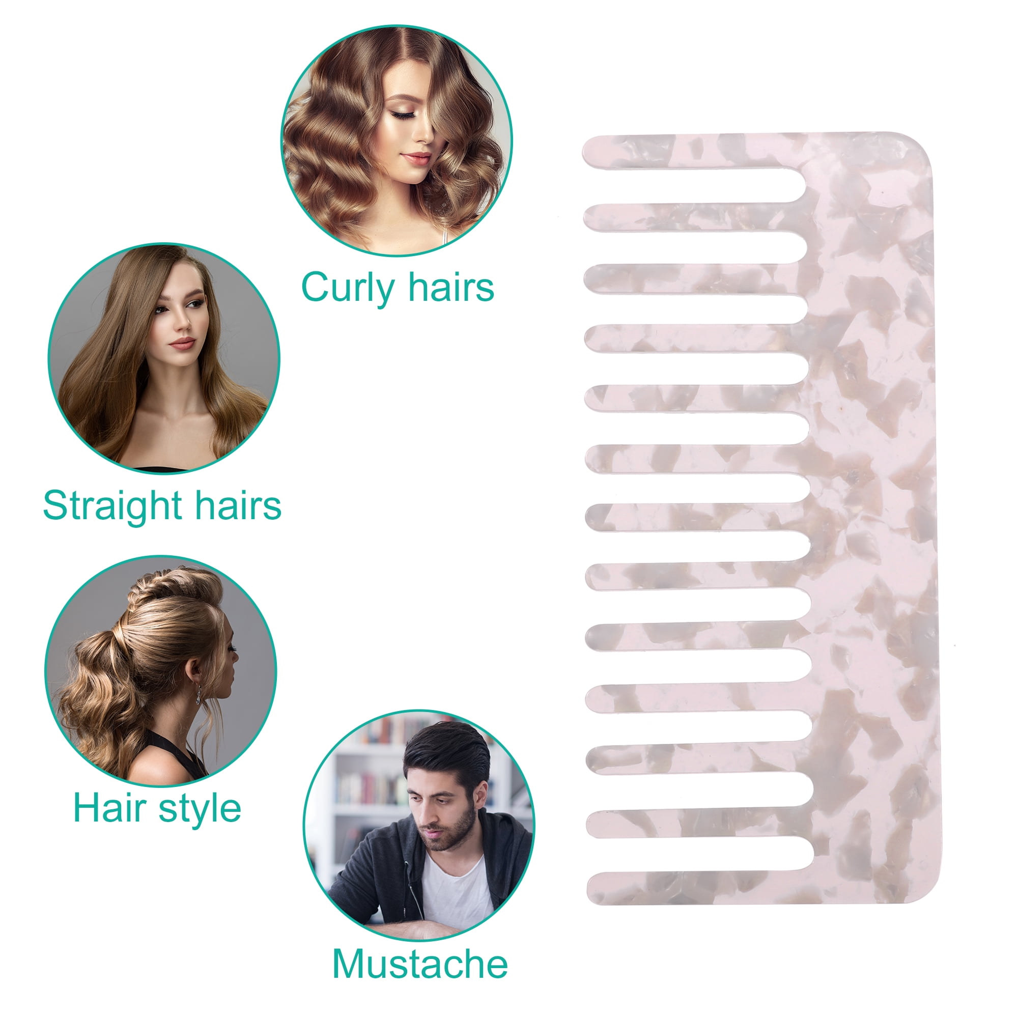 Unique Bargains 2 Pcs Hair Comb Wide Tooth Hair Care Detangling Comb Pink