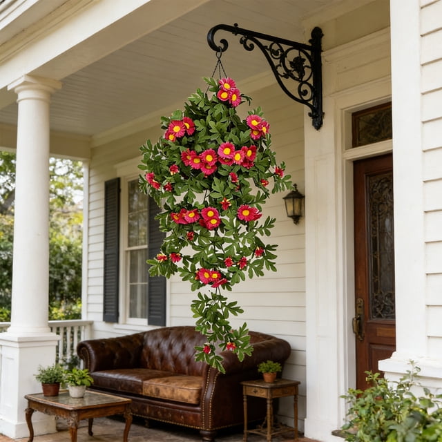 Daisys Wall Mounted Floral Arrangement Faux Hanging Flower Bouquet For Porch And Courtyard Decoration
