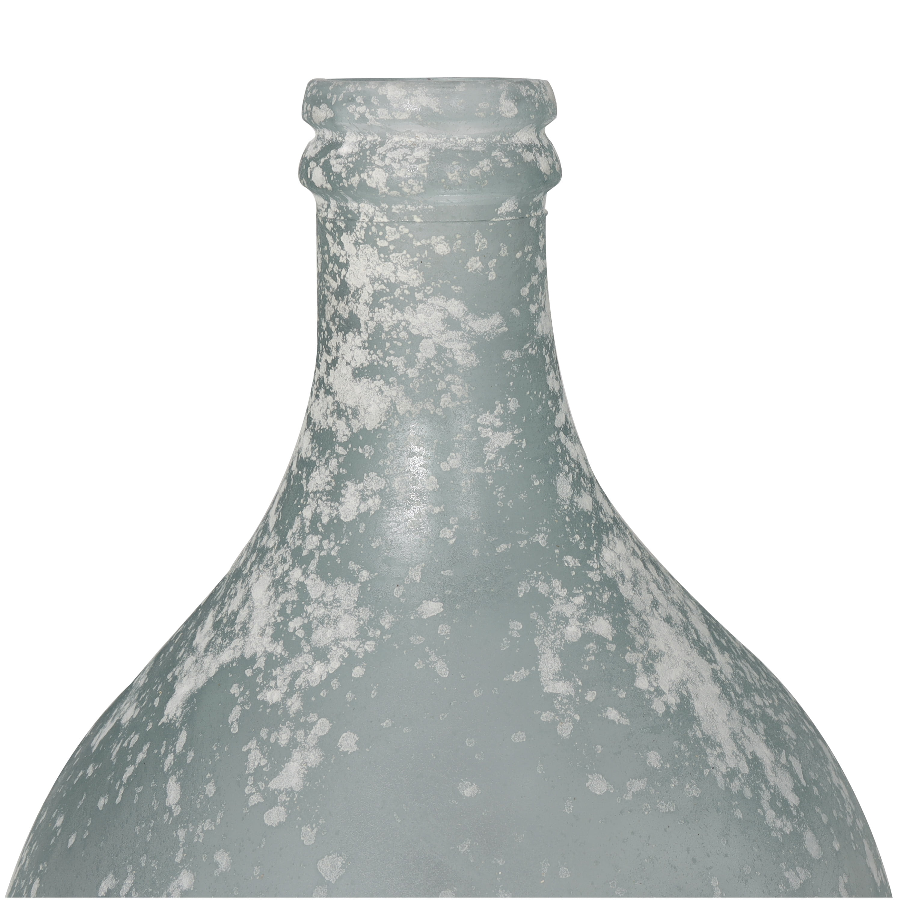DecMode 17" Handmade Frosted Spanish Bottle Recycled Glass Vase