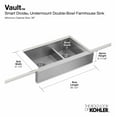 thumbnail image 2 of Kohler Vault K3945-NA Smart Divide Double Bowl with Apron Undermount Kitchen Sink, 2 of 7