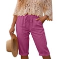 thumbnail image 5 of CBASIHI Womens Capris with Pockets- Summer Elastic Waist Drawstring Breathable Casual Straight Leg Beach Pants Hot Pink Size XL, 5 of 9