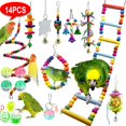 thumbnail image 2 of S White Paquete de 14 juguetes para pájaros para periquitos, columpio, escalera, soporte para percha, juguetes para masticar loros, 2 of 5