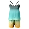 thumbnail image 4 of B91xZ Women's Plus Size Satin Pajama Set Soft Solid Color Loungewear Comfy Pjs,Mint Green XXL, 4 of 4