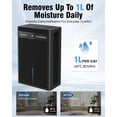 thumbnail image 2 of Homtronics 2 Pint Dehumidifier for Home, 100 oz Water Tank, Ultra-Quiet, Auto Shut-off, LED Display, 84H Timer, LED Light, Water Hose, Black, 2 of 9