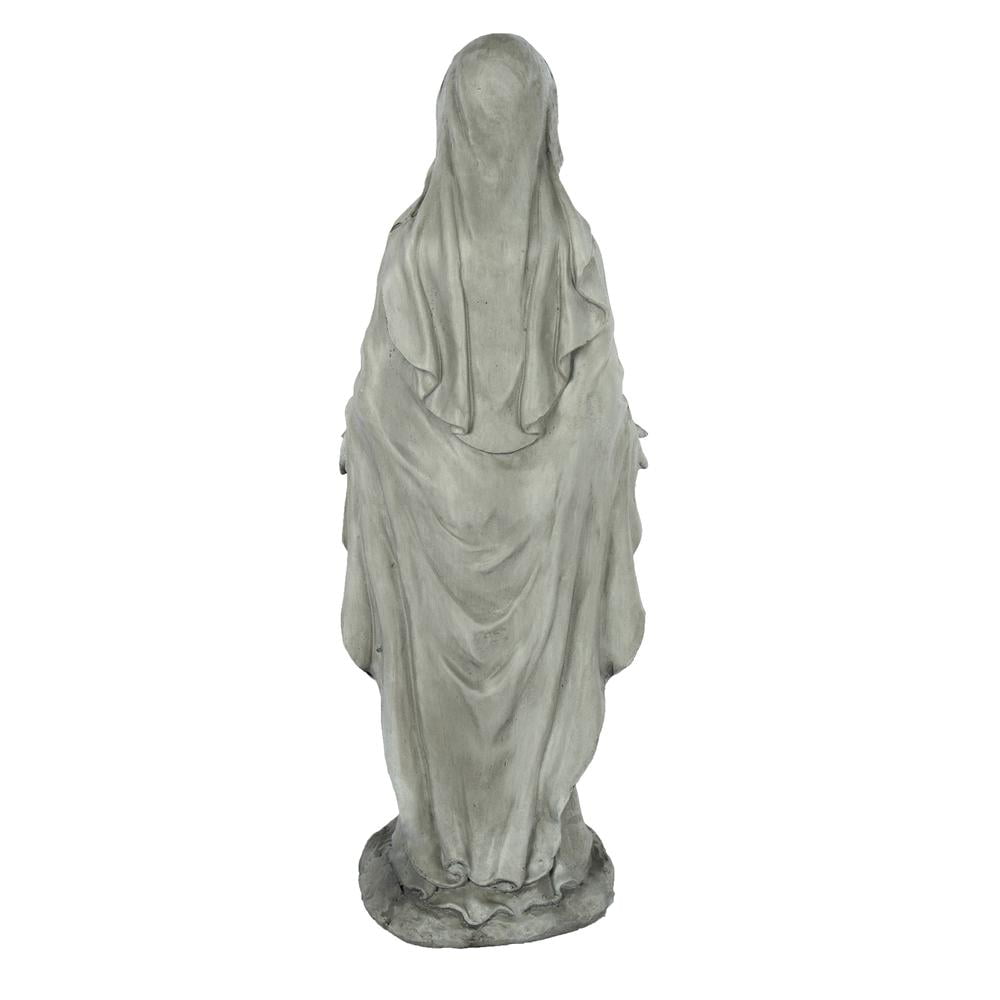 LuxenHome Virgin Mary Statue Outdoor, 30'' Gray Religious Blessed Mother Garden Statue, Indoor Outdoor Sculptures for Living Room, Yard, Patio, Front Porch Decor